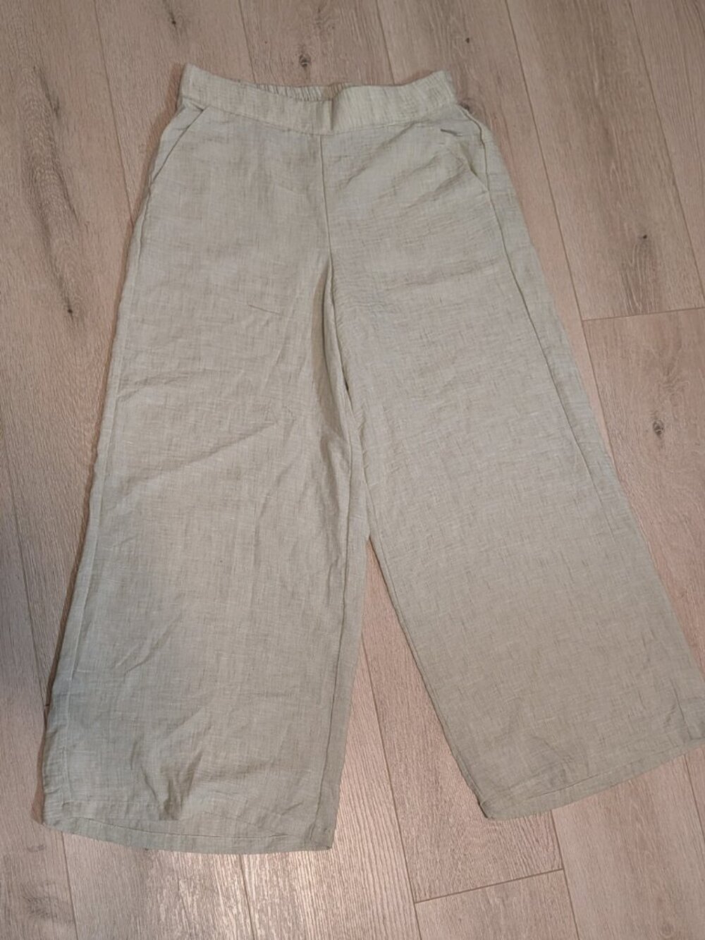 Adrianna Papell Wide-Leg Cropped Pants – Beige/Natural, Size Medium